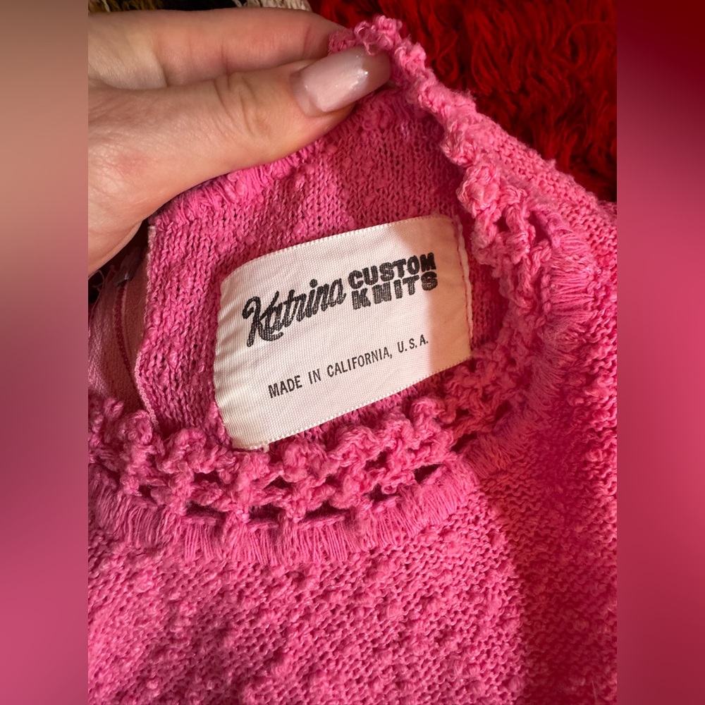 60s Vintage Barbie Pink bouclé Knit Wiggle Dress Sz M - Picture 4 of 9